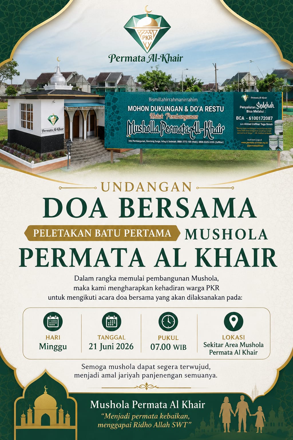 Undangan Doa Bersama Peletakan Batu Pertama Mushola Permata Al Khair PKR-PEPE